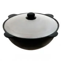 казан чугунный узбекский 16л круглое дно с крышкой