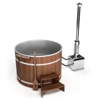 купель шишка с пластиковой вставкой 2000мм (серая чаша/темный фасад) в комплекте печь