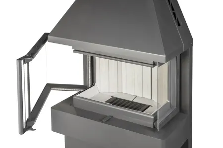 печь-камин панорама три стекла графит экокамин