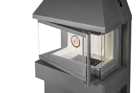 печь-камин панорама три стекла графит экокамин