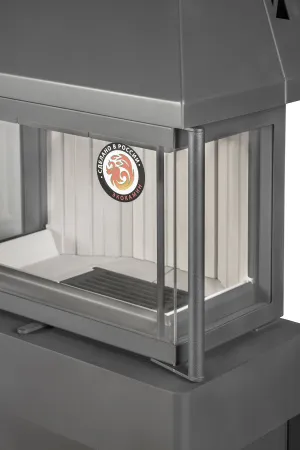 печь-камин панорама три стекла графит экокамин